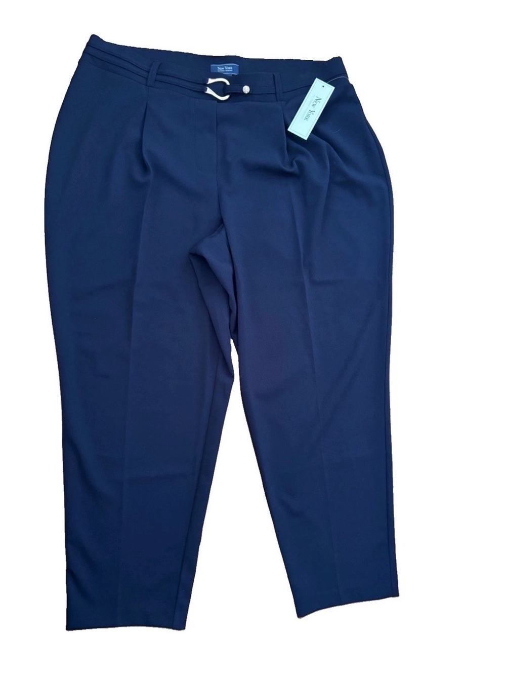 New York Clothing Women's Plus Size Cropped Dress Pants -Navy - 1X